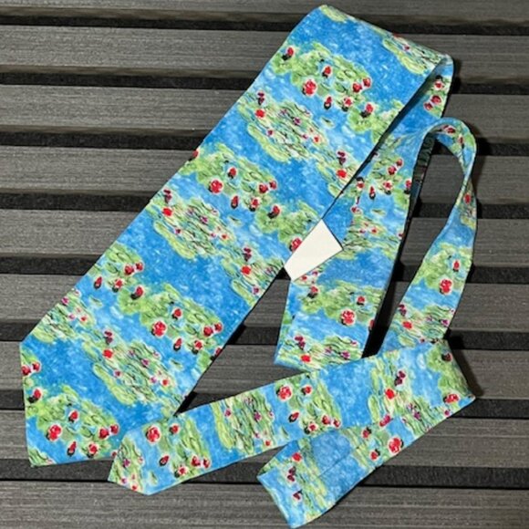 Two Claude Monet in Normandy Silk Neckties Water Breaking Water Lilies Gift Idea - Picture 3 of 13